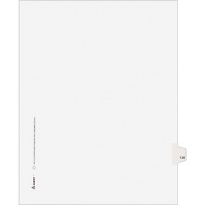 Avery Style Individually Numbered Tab - 1 x Tab Printed 120 - 8.5" x 11" - 25 / Pack - White Divider