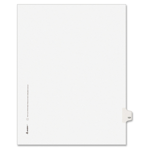 Avery Style Individually Numbered Tab - 1 x Tab Printed 121 - 8.5" x 11" - 25 / Pack - White Divider
