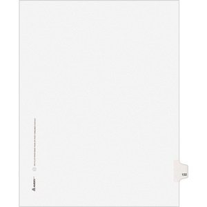 Avery Style Individually Numbered Tab - 1 x Tab Printed 122 - 8.5" x 11" - 25 / Pack - White Divider