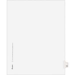 Avery Style Individually Numbered Tab - 1 x Tab Printed 123 - 8.5" x 11" - 25 / Pack - White Divider