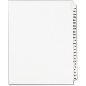 Avery Legal Exhibit Reference Divider - 25 x Tab Printed 326 - 350 - 8.5" x 11" - 25 / Set - White Divider - Clear Tab