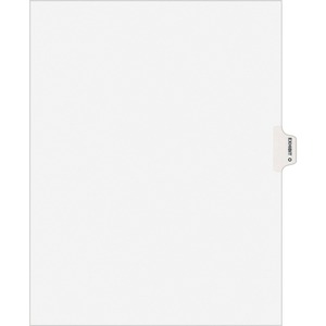 Avery Side-Tab Legal Exhibit Index Dividers - 1 x Tab Printed "O" - 8.5" x 11" - 25 / Pack - White Divider