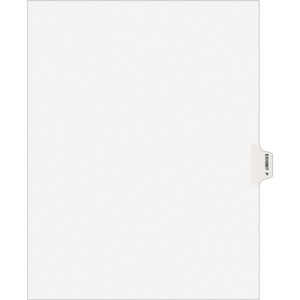Avery Side-Tab Legal Exhibit Index Dividers - 1 x Tab Printed "P" - 8.5" x 11" - 25 / Pack - White Divider