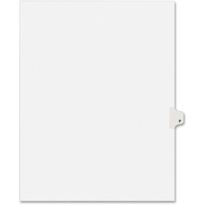 Avery Individually Lettered Tabs Legal Dividers - 25 x Tab Printed "P" - 25 Tab(s)/Set - 8.5" x 11" - 25 / Pack - White Divider - White Tab