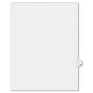 Avery Individually Lettered Tabs Legal Dividers - 25 x Tab Printed "S" - 25 Tab(s)/Set - 8.5" x 11" - 25 / Pack - White Divider - White Tab