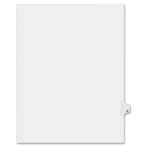Avery Individually Lettered Tabs Legal Dividers - 25 x Tab Printed "U" - 25 Tab(s)/Set - 8.5" x 11" - 25 / Pack - White Divider - White Tab