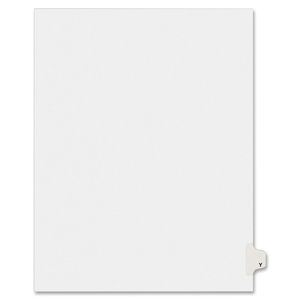 Avery Individually Lettered Tabs Legal Dividers - 25 x Tab Printed "Y" - 25 Tab(s)/Set - 8.5" x 11" - 25 / Pack - White Divider - White Tab