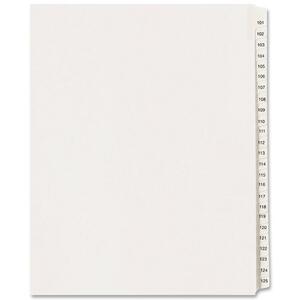 Avery Side Tab Collated Legal Index Dividers - 25 x Tab Printed 101-125 - 25 Tab(s)/Set - 8.5" x 11" - 25 / Set - White Divider - White Tab