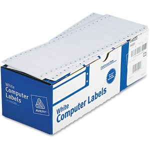 Avery Permanent Pin Fed Label - 3" Width x 0.93" Length - Permanent - 5000 / Carton - White