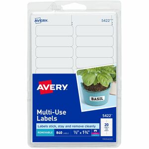 Avery Multipurpose Removable Rectangular Label - 0.5" Width x 1.75" Length - Removable - 840 / Pack - White