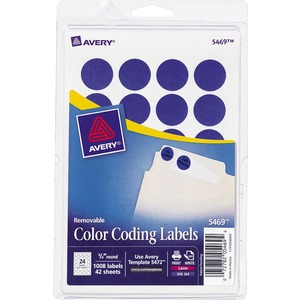 Avery Round Color Coding Label - 0.75" Diameter - 35/Sheet - RemovableLabel - Dark Blue