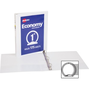 Avery Economy View Round Ring Reference Binder - Letter - 8.5" x 11" - 175 Sheet x 1" Capacity - 1 Each - White