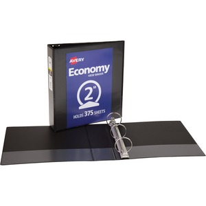 Avery Economy View Round Ring Reference Binder - Letter - 8.5" x 11" - 375 Sheet x 2" Capacity - 1 Each - Black