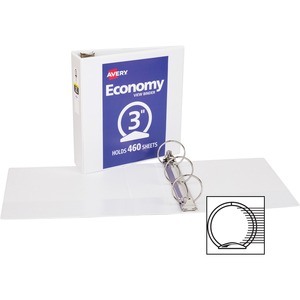 Avery Economy View Round Ring Reference Binder - Letter - 8.5" x 11" - 460 Sheet x 3" Capacity - 1 Each - White