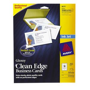 Avery InkJet Clean Edge Business Card - 2" x 3.5" - Glossy - 200 x Card - White