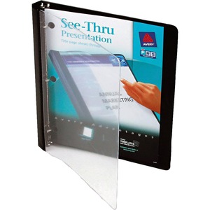 Avery See-Thru Presentation View Binder - Letter - 8.5" x 11" - 100 Page x 0.5" Capacity - 1 Each - Black, Clear