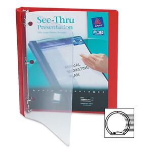 Avery See-Thru Presentation View Binder - Letter - 8.5" x 11" - 100 Page x 0.5" Capacity - 1 Each - Red, Clear