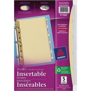 Avery WorkSaver Standard Insertable Tabs Divider - 5 x Tab Blank - 5 Tab(s)/Set - 8.5" x 5.5" - 5 / Set - Clear Tab