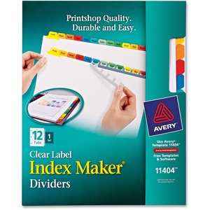 Avery Index Maker Multicolor Label Divider - 12 x Divider - 12 x Tab Blank - 12 Tab(s)/Set - 8.5" x 11" - 12 / Set - Multicolor Tab