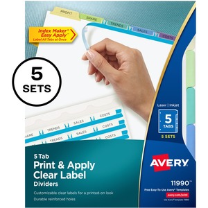 Index Maker Print & Apply Clear Label Dividers with Contemporary