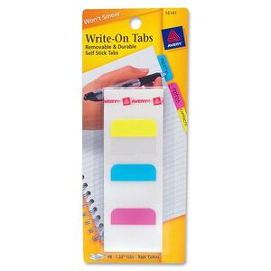 Avery Removable Write-on Tabs - Write-on - 48 / Pack - Assorted Tab