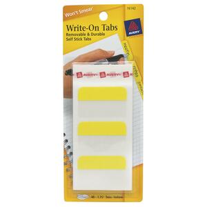 Avery Removable Write-on Tabs - Write-on - 48 / Pack - Yellow Tab