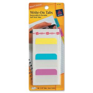 Avery Removable Write-on Tabs - Write-on - 48 / Pack - Assorted Tab