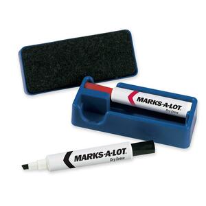 Avery Marks-A-Lot Dry Erase Marker with Eraser Set - Chisel Marker Point Style - Red Ink, Black Ink - White Barrel - 2 / Set