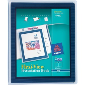 Avery Flexi-View Presentation Book - 9.5" x 11.5" - 12 Page Capacity - 1 Each - Blue