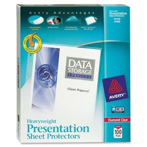 Avery Diamond Clear Top Loading Sheet Protector - Letter 8.5" x 11" - Polypropylene - 100 / Box - Clear