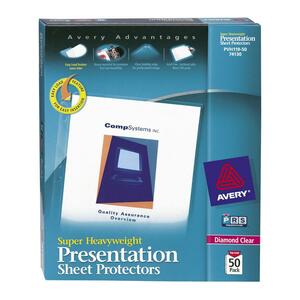 Avery Diamond Clear Top Loading Sheet Protector - Letter 8.5" x 11" - Polypropylene - 50 / Box - Clear