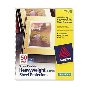 Avery 3-Hole Punched Heavyweight Sheet Protector - For Index Tab - Letter 8.5" x 11" - Polypropylene - 50 / Box - Non-glare