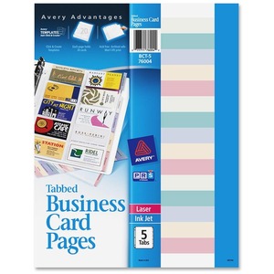 Avery Non-Stick Tabbed Business Card Holder Pages - 100 Business Card - Clear