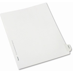 Avery Legal Exhibit Index Divider - 1 x Tab Printed K - 8.5" x 11" - 25 / Pack - White Divider