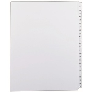 Avery Side Tab Collated Legal Index Dividers - 1 x Tab Printed 151 - 175 - 8.5" x 11" - 25 / Set - White Divider