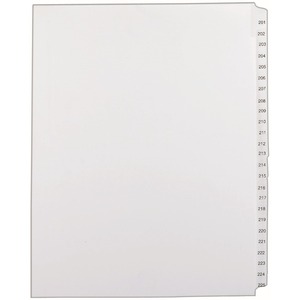 Avery Side Tab Collated Legal Index Dividers - 1 x Tab Printed 201 - 225 - 25 Tab(s)/Set - 8.5" x 11" - 25 / Set - White Divider