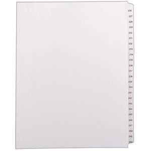 Avery Side Tab Collated Legal Index Dividers - 1 x Tab Printed 226 - 250 - 25 Tab(s)/Set - 8.5" x 11" - 25 / Set - White Divider