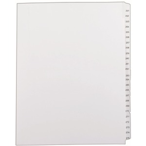 Avery Side Tab Collated Legal Index Dividers - 1 x Tab Printed 251 - 275 - 25 Tab(s)/Set - 8.5" x 11" - 25 / Set - White Divider