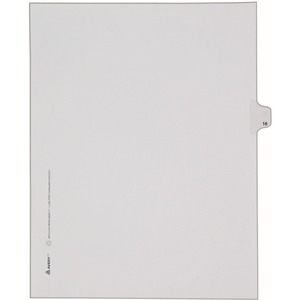 Avery Side-Tab Legal Index Divider - 1 x Tab Printed 16 - 8.5" x 11" - 25 / Pack - White Divider - White Tab
