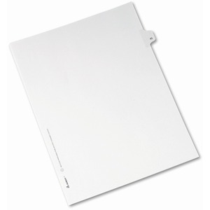 Avery Side-Tab Legal Index Divider - 1 x Tab Printed 45 - 8.5" x 11" - 25 / Pack - White Divider - White Tab