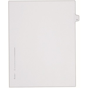 Avery Side-Tab Legal Index Divider - 1 x Tab Printed 71 - 8.5" x 11" - 25 / Pack - White Divider - White Tab
