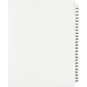 Avery Side Tab Collated Legal Index Divider - 25 x Tab Printed 576 - 600 - 8.5" x 11" - 25 / Set - White Divider
