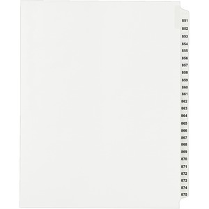 Avery Side Tab Collated Legal Index Divider - 25 x Tab Printed 851 - 875 - 8.5" x 11" - 25 / Set - White Divider