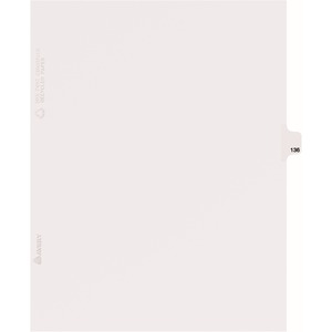 Avery Individual Side Tab Legal Exhibit Dividers - 1 x Tab Printed Exhibit 136 - 8.5" x 11" - 25 / Pack - White Divider