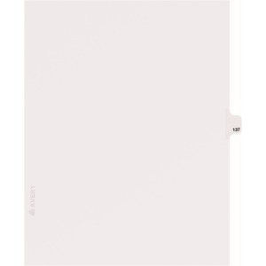 Avery Individual Side Tab Legal Exhibit Dividers - 1 x Tab Printed Exhibit 137 - 8.5" x 11" - 25 / Pack - White Divider