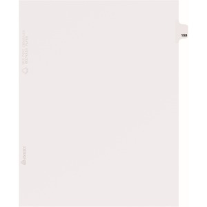Avery Individual Side Tab Legal Exhibit Dividers - 1 x Tab Printed Exhibit 153 - 8.5" x 11" - 25 / Pack - White Divider