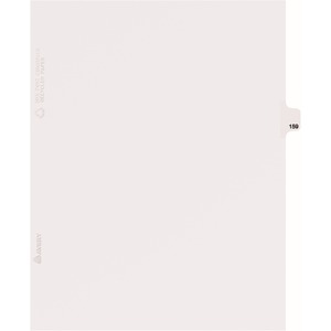 Avery Individual Side Tab Legal Exhibit Dividers - Printed Exhibit 159 - 8.5" x 11" - 25 / Pack - White Divider