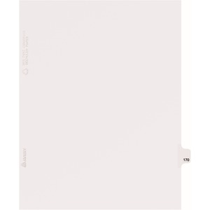 Avery Individual Side Tab Legal Exhibit Dividers - 1 x Tab Printed Exhibit 170 - 8.5" x 11" - 25 / Pack - White Divider