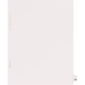 Avery Individual Side Tab Legal Exhibit Dividers - 1 x Tab Printed Exhibit 175 - 8.5" x 11" - 25 / Pack - White Divider