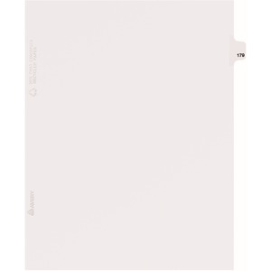 Avery Individual Side Tab Legal Exhibit Dividers - 1 x Tab Printed Exhibit 179 - 8.5" x 11" - 25 / Pack - White Divider